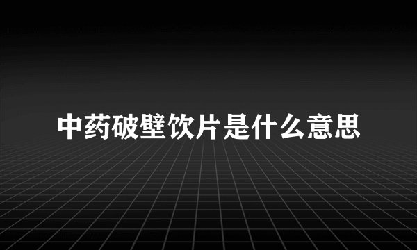 中药破壁饮片是什么意思