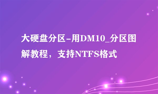 大硬盘分区-用DM10_分区图解教程，支持NTFS格式
