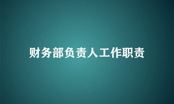 财务部负责人工作职责