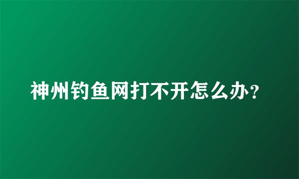神州钓鱼网打不开怎么办？