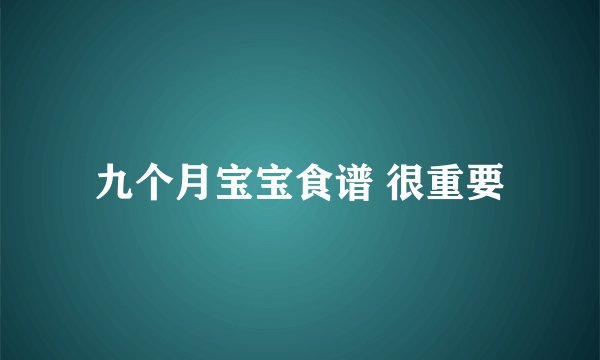 九个月宝宝食谱 很重要
