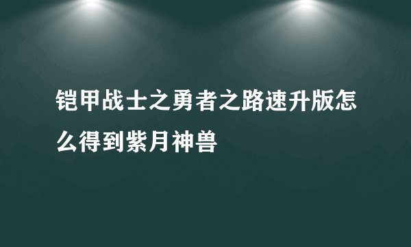 铠甲战士之勇者之路速升版怎么得到紫月神兽