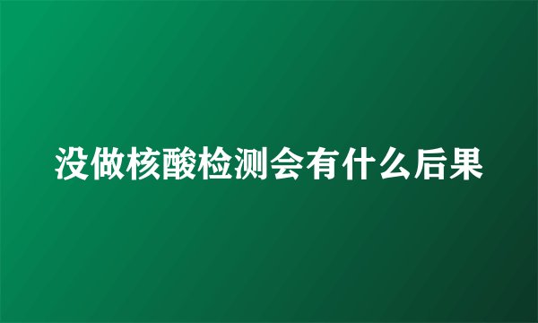 没做核酸检测会有什么后果