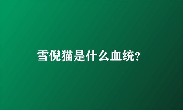 雪倪猫是什么血统？