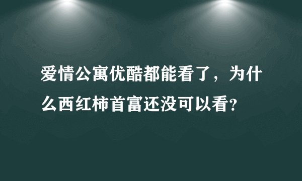 爱情公寓优酷都能看了,为什么西红柿首富还没可以看?