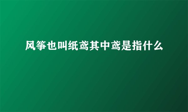 风筝也叫纸鸢其中鸢是指什么