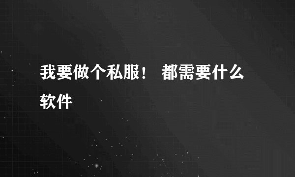 我要做个私服！ 都需要什么软件