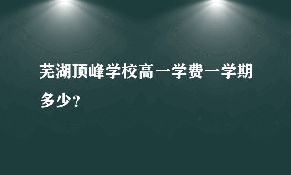 芜湖顶峰学校高一学费一学期多少？