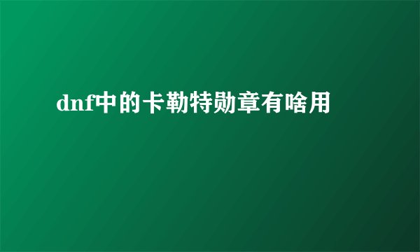 dnf中的卡勒特勋章有啥用