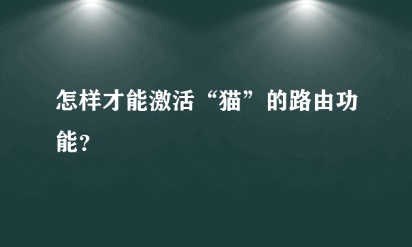 怎样才能激活“猫”的路由功能？