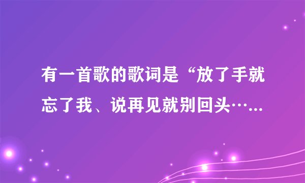 有一首歌的歌词是“放了手就忘了我、说再见就别回头…”好像是徐誉滕的歌，请问歌名叫什么？
