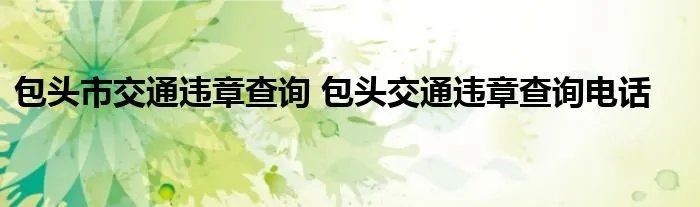 包头市交通违章查询 包头交通违章查询电话