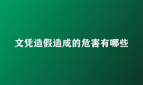文凭造假造成的危害有哪些