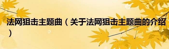 法网狙击主题曲（关于法网狙击主题曲的介绍）