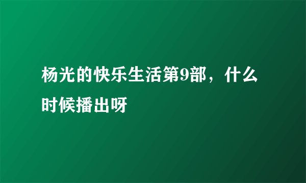 杨光的快乐生活第9部,什么时候播出呀