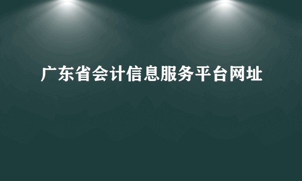 广东省会计信息服务平台网址