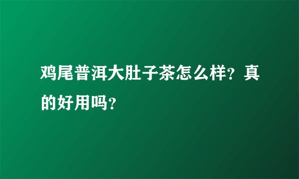 鸡尾普洱大肚子茶怎么样？真的好用吗？