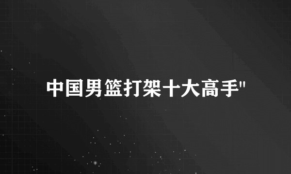 中国男篮打架十大高手