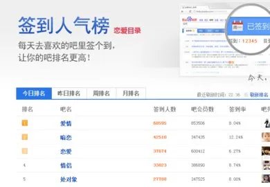 百度贴吧里如何查看贴吧在分类排名中的名次