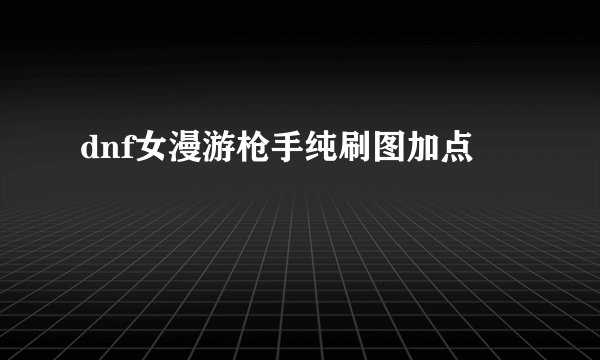 dnf女漫游枪手纯刷图加点