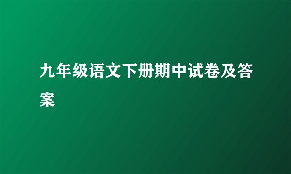 九年级语文下册期中试卷及答案
