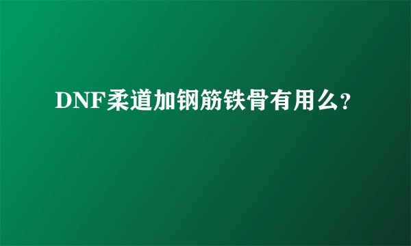 DNF柔道加钢筋铁骨有用么？