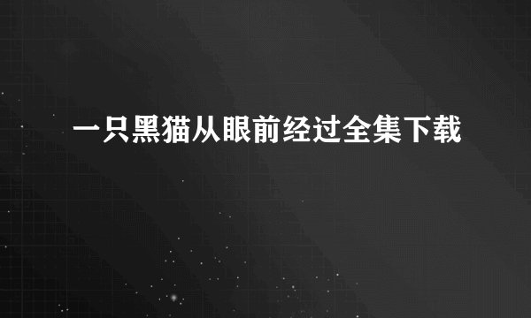 一只黑猫从眼前经过全集下载