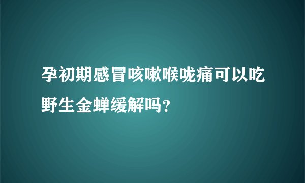孕初期感冒咳嗽喉咙痛可以吃野生金蝉缓解吗？