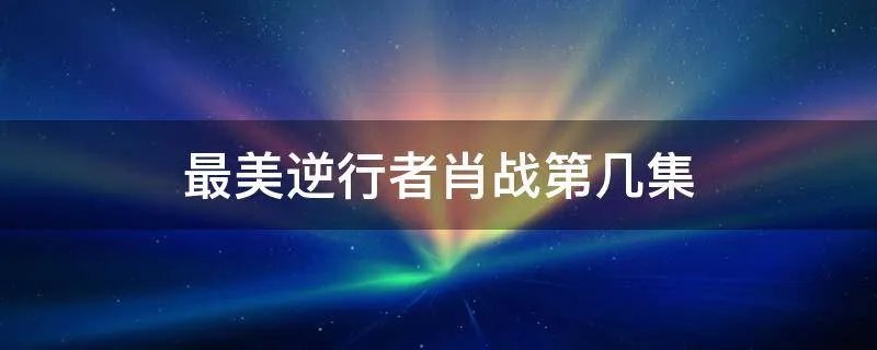 最美逆行者肖战第几集