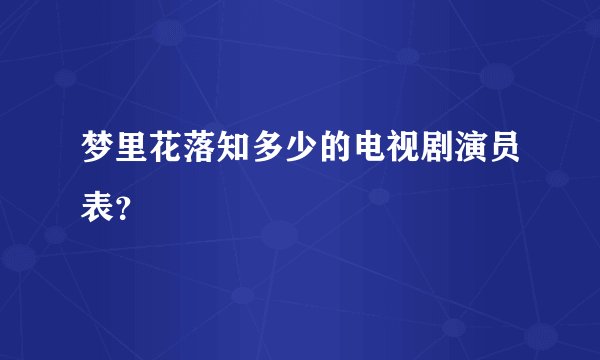 梦里花落知多少的电视剧演员表?