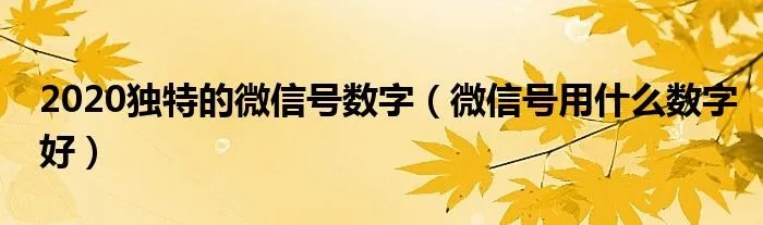 2020独特的微信号数字(微信号用什么数字好)