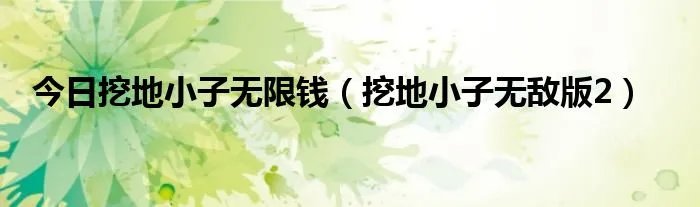 今日挖地小子无限钱（挖地小子无敌版2）
