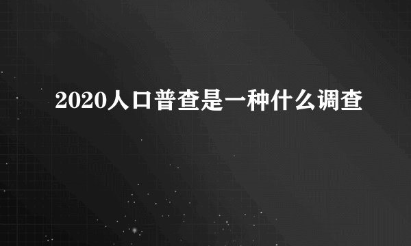 2020人口普查是一种什么调查