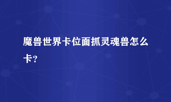 魔兽世界卡位面抓灵魂兽怎么卡？