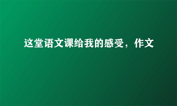 这堂语文课给我的感受,作文