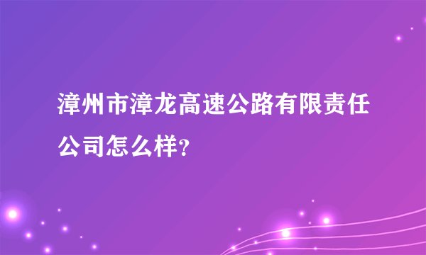 漳州市漳龙高速公路有限责任公司怎么样？