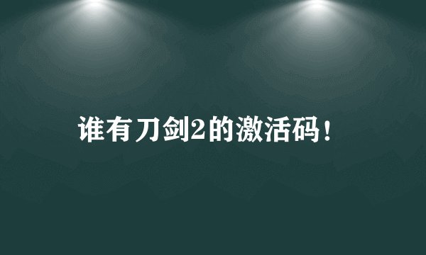 谁有刀剑2的激活码！
