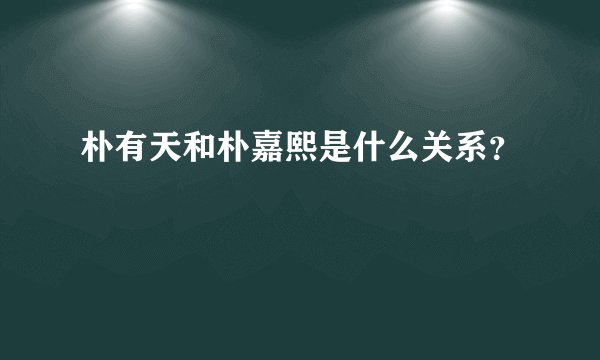 朴有天和朴嘉熙是什么关系？