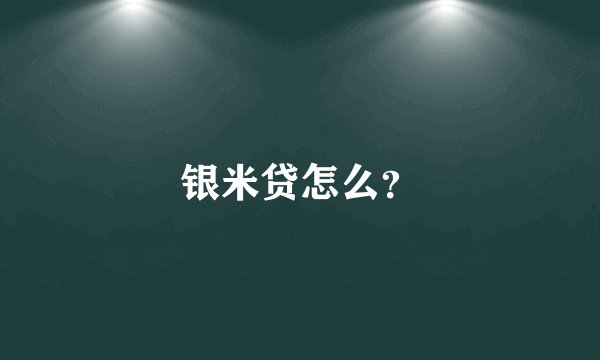 银米贷怎么？