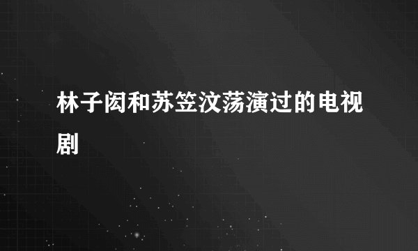 林子闳和苏笠汶荡演过的电视剧