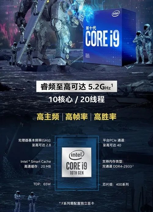 8核心16线程 酷睿i9-10900F售价3599元