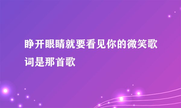 睁开眼睛就要看见你的微笑歌词是那首歌