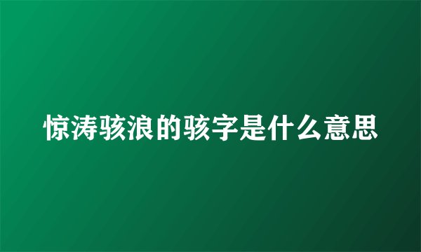 惊涛骇浪的骇字是什么意思