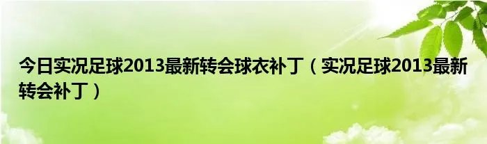 今日实况足球2013最新转会球衣补丁（实况足球2013最新转会补丁）