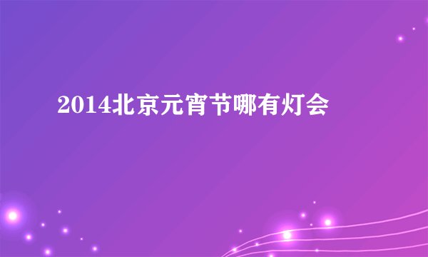 2014北京元宵节哪有灯会