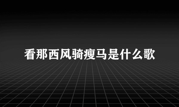 看那西风骑瘦马是什么歌